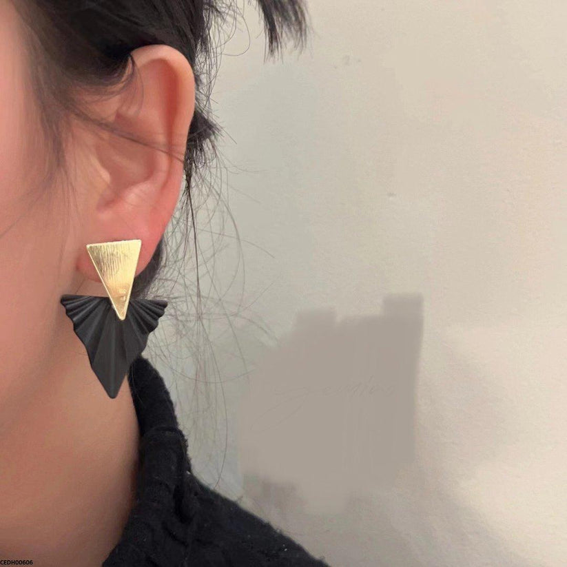 Golden Geo Triangle Drop Earrings