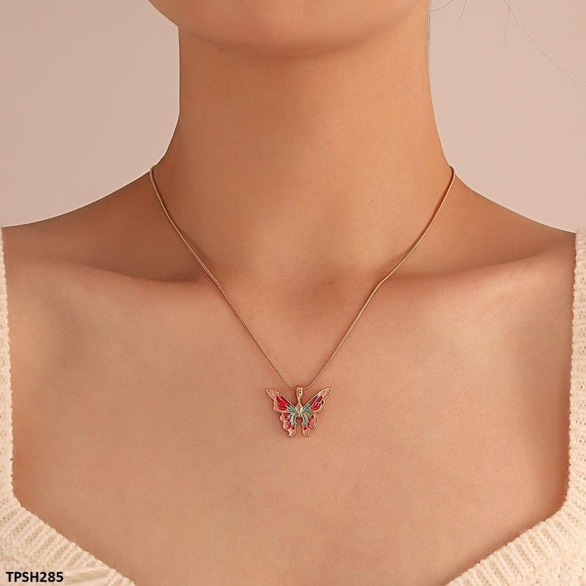 Multi Painted Butterfly Chain Pendant