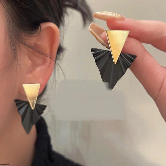 Golden Geo Triangle Drop Earrings