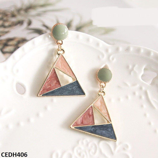 Painted Triangle Drop Earrings