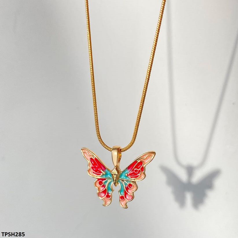 Multi Painted Butterfly Chain Pendant